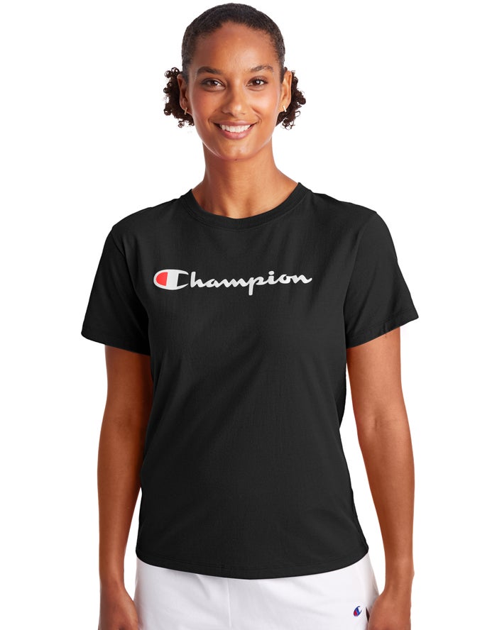 Champion Dame T-Shirts Sort - Classic - Danmark MBR-802619